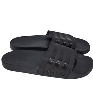 Adidas Adilette Slides Mens Size 18 Black 3 Stripe Shoes Sandals Beach Water NEW